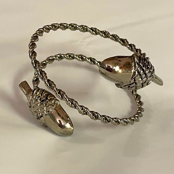 Jewelry - Vintage (1900) Art Nouveau French Silver Bracelet w/silver acorns/crab hallmark